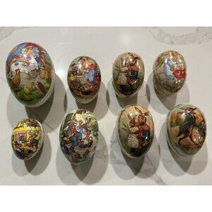 Vintage German Papier Mache Easter Eggs Lot of 8